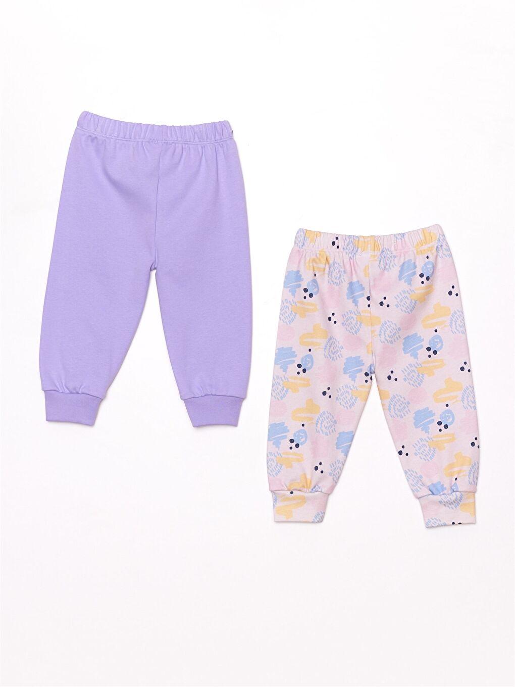 Lila Beli Lastikli Kız Bebek Pantolon 2'li-2