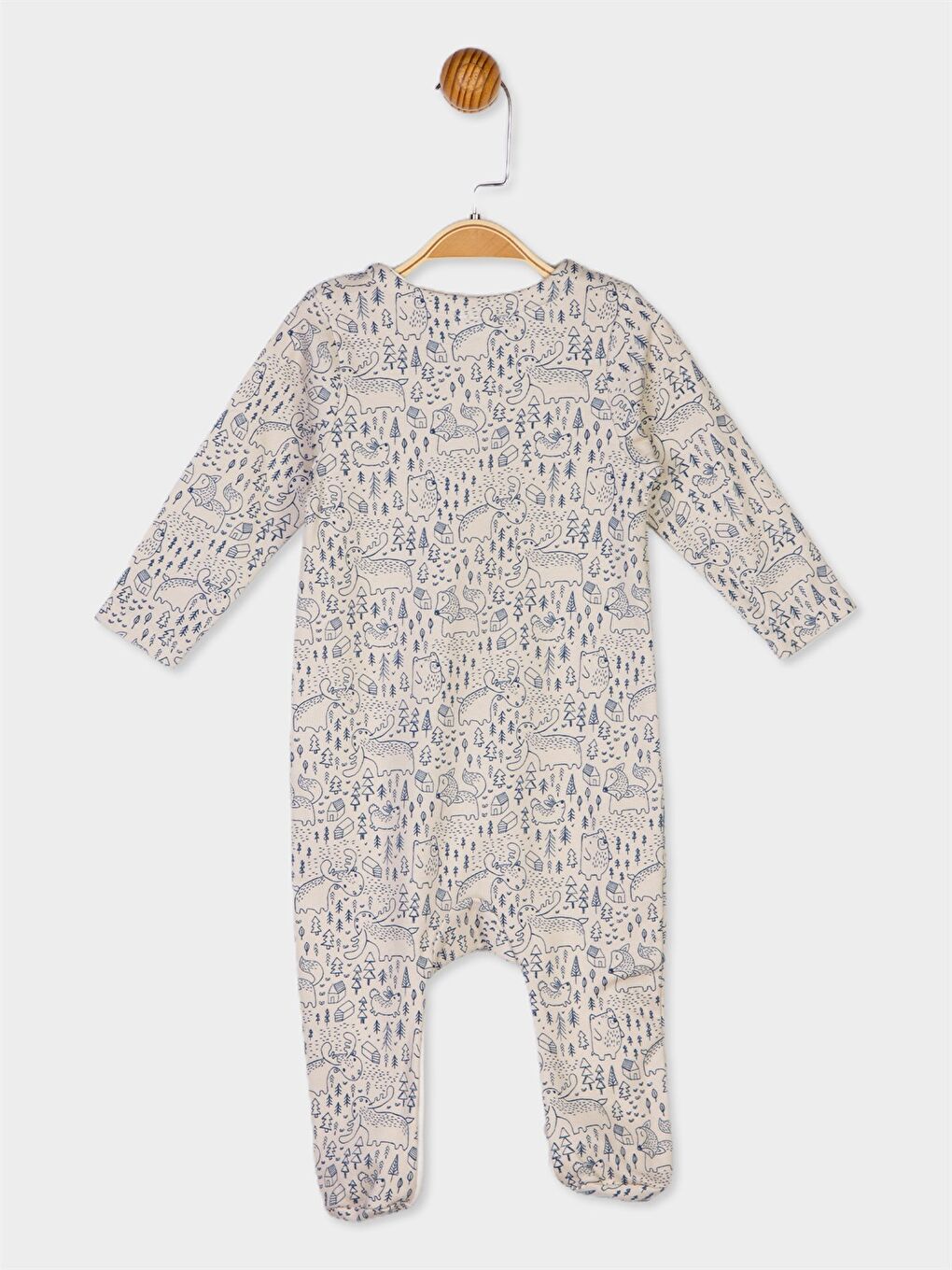 Ekru Bisiklet Yaka Uzun Kollu Erkek Bebek Tulum-1