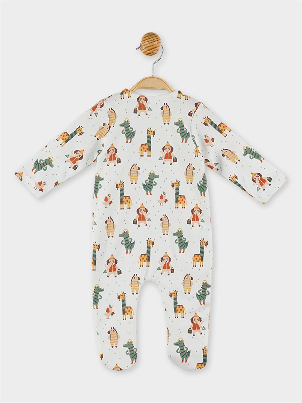 Ekru Bisiklet Yaka Uzun Kollu Erkek Bebek Tulum-1