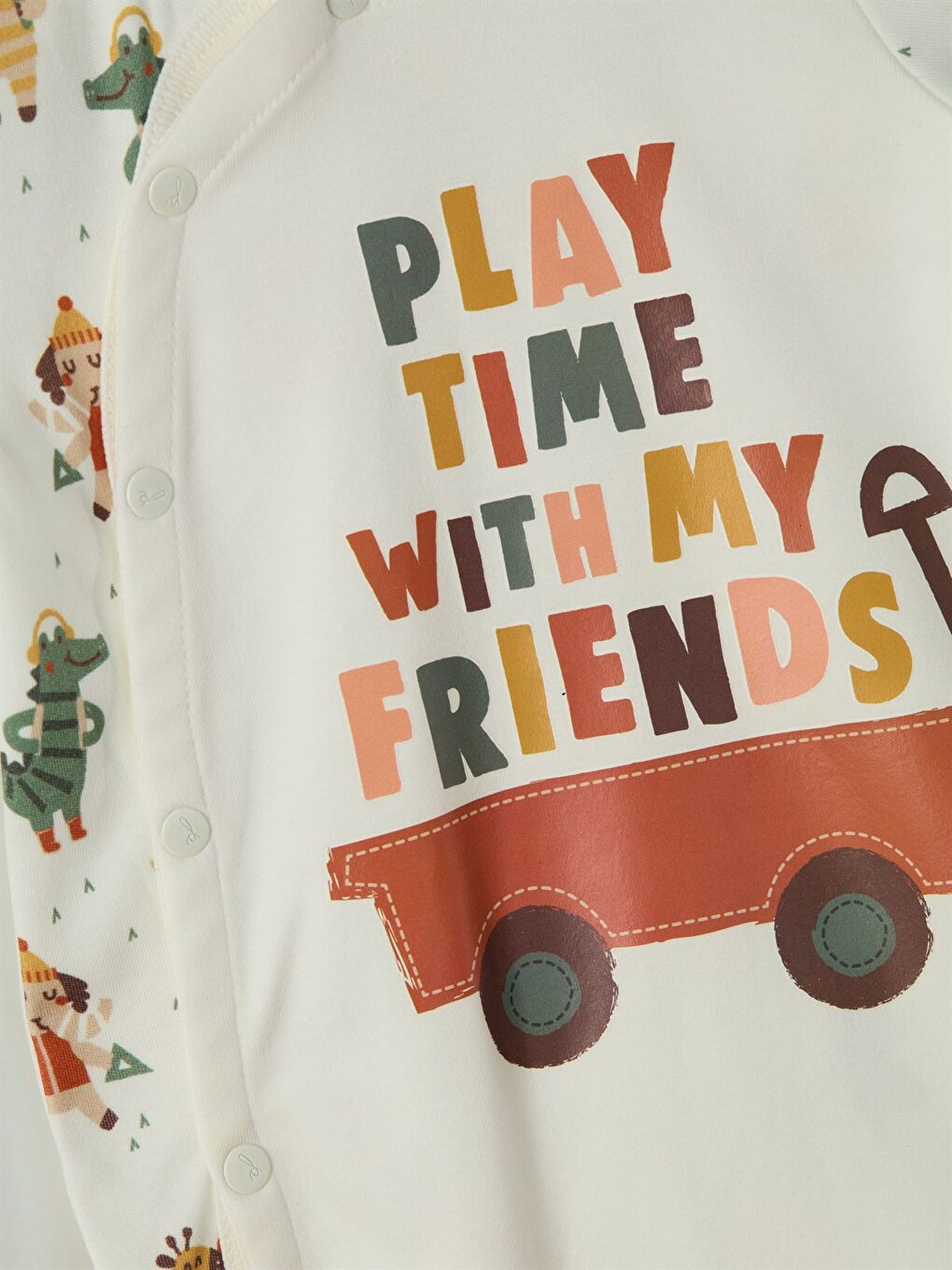 Ekru Bisiklet Yaka Uzun Kollu Erkek Bebek Tulum-2