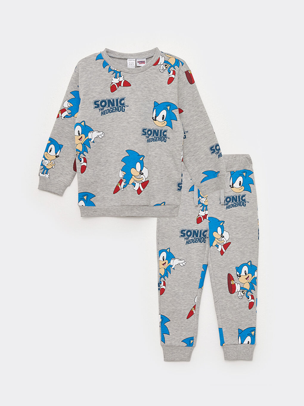 طقم بلوزة بأكمام طويلة برقبة دائرية وسروال رياضي سونيك للأولاد الرضع - عبوة من قطعتين
