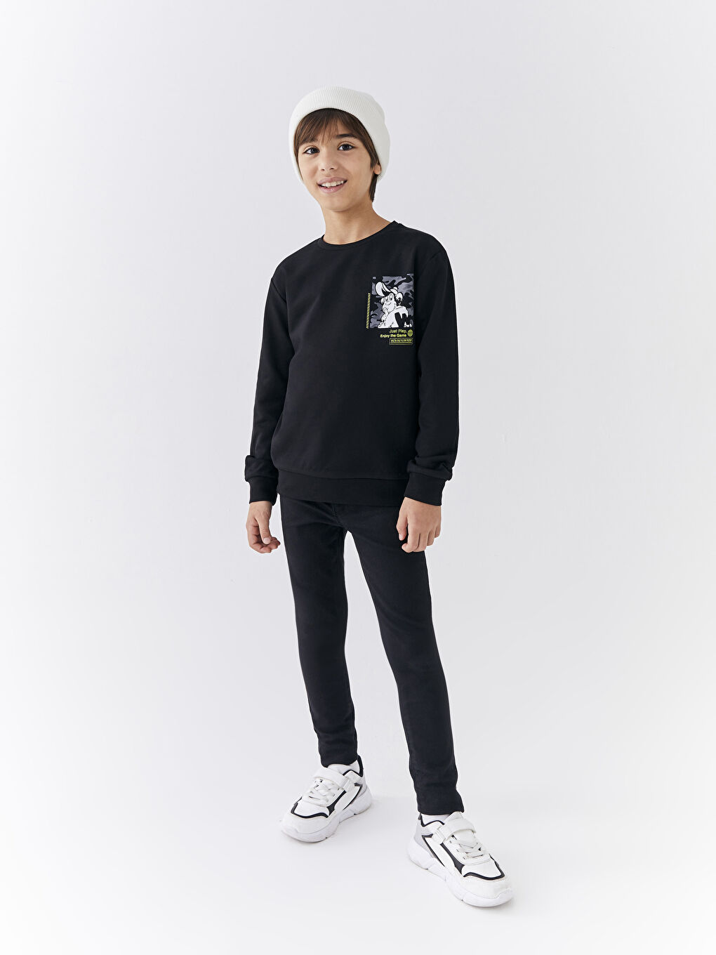 Sweat-shirt Garçon à Manches Longues Imprimé Singe Nostalgique Col Rond-2