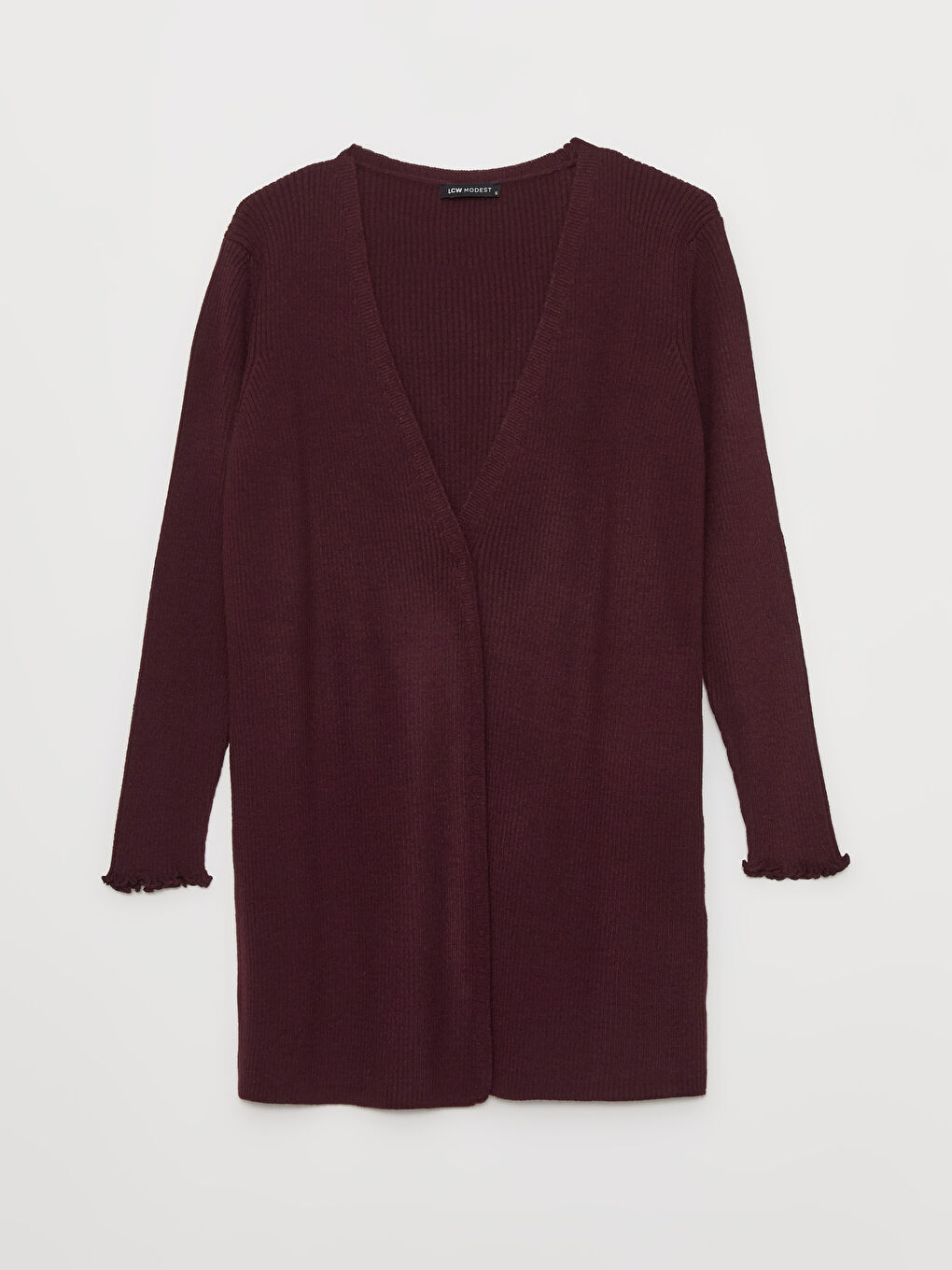 Mor Şal Yaka Düz Uzun Kollu Kadın Triko Hırka-5