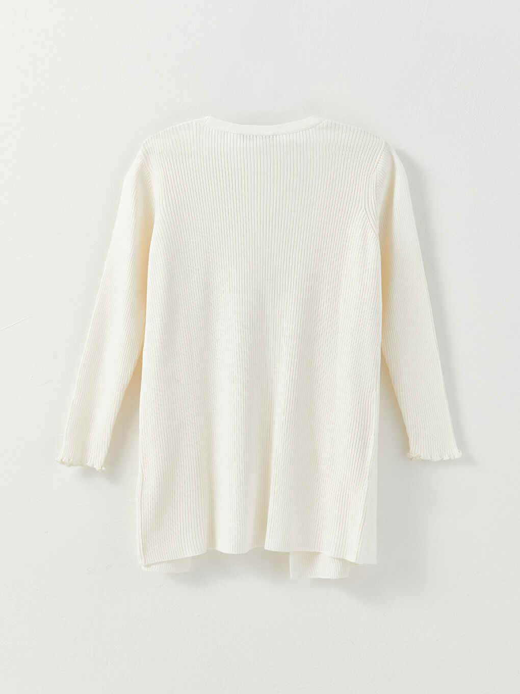 Ekru Şal Yaka Düz Uzun Kollu Kadın Triko Hırka-6