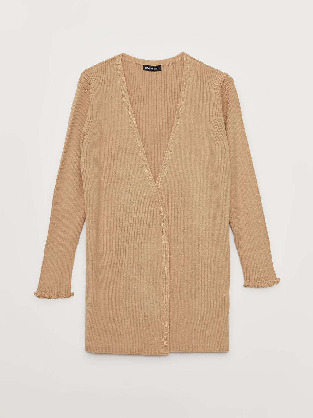 Kahverengi Şal Yaka Düz Uzun Kollu Kadın Triko Hırka-5