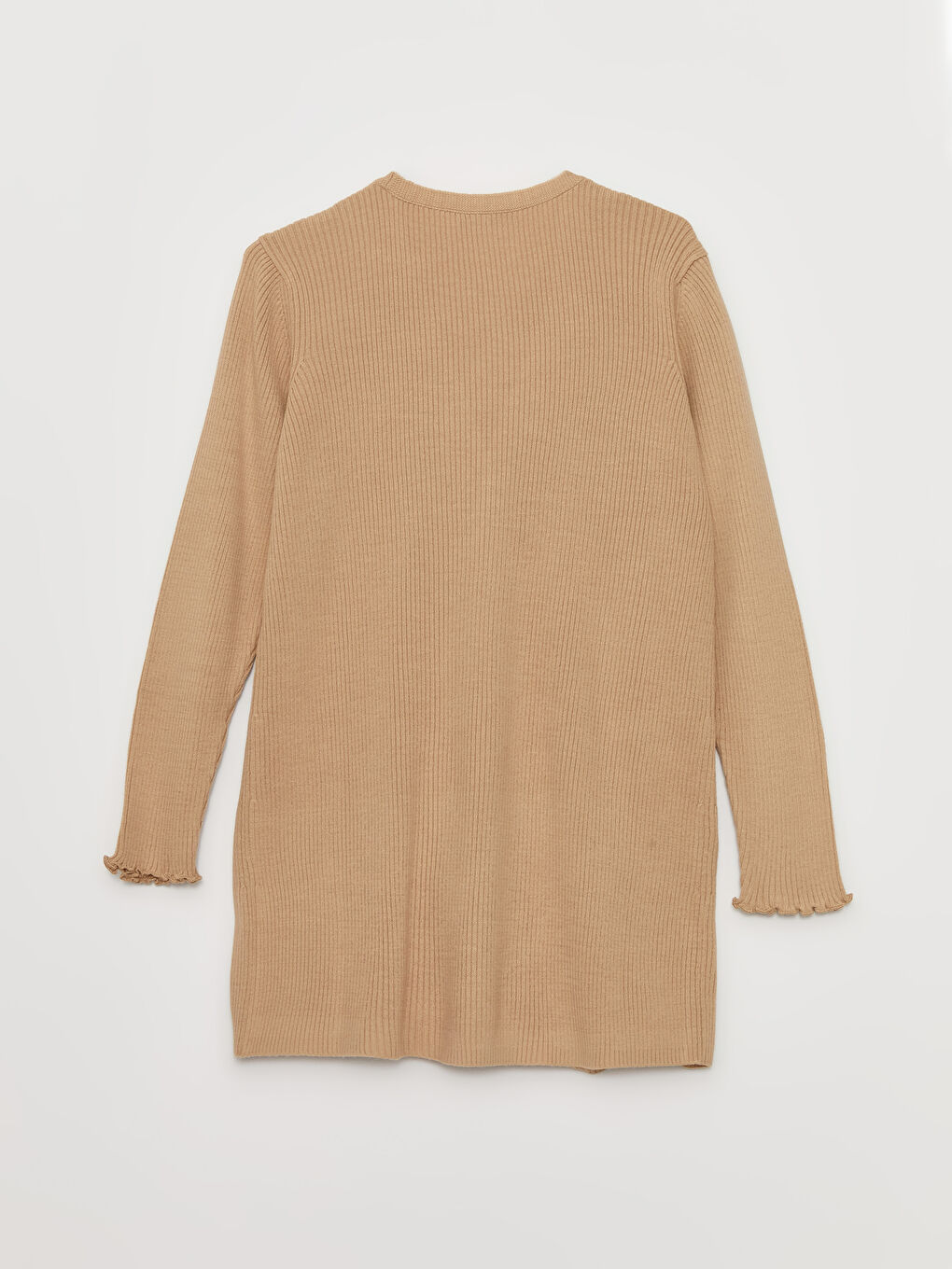 Kahverengi Şal Yaka Düz Uzun Kollu Kadın Triko Hırka-6