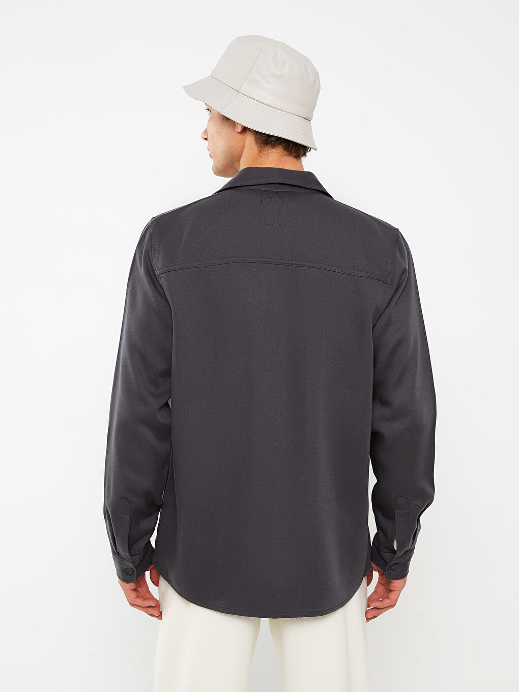 Antrasit Regular Fit Uzun Kollu Erkek Jean Gömlek-4