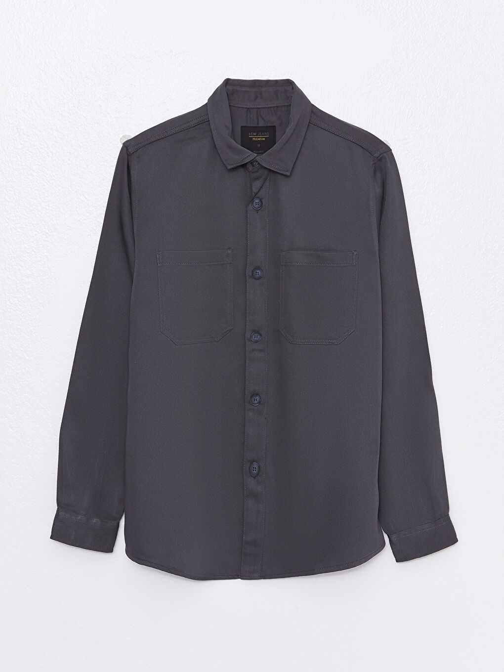 Antrasit Regular Fit Uzun Kollu Erkek Jean Gömlek-5