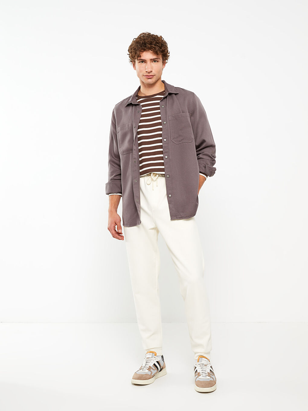 Gri Regular Fit Uzun Kollu Erkek Jean Gömlek-2