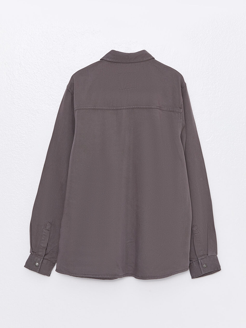 Gri Regular Fit Uzun Kollu Erkek Jean Gömlek-6