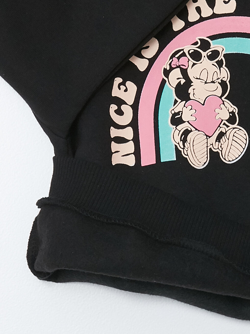 Siyah Bisiklet Yaka Uzun Kollu Nostaljik Maymun Baskılı Kız Bebek Sweatshirt-8