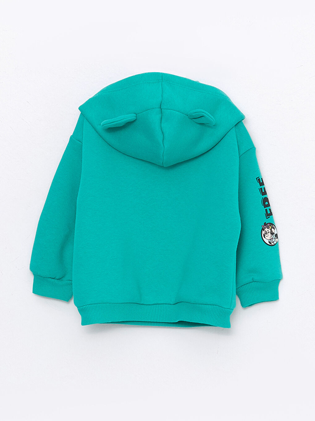 LCW baby Zümrüt Yeşili Uzun Kollu Nostaljik Maymun Baskılı Kız Bebek Hoodie - 4