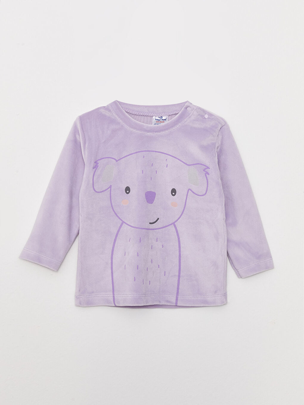 Lila Kadife Desenli Kız Bebek Takım-1