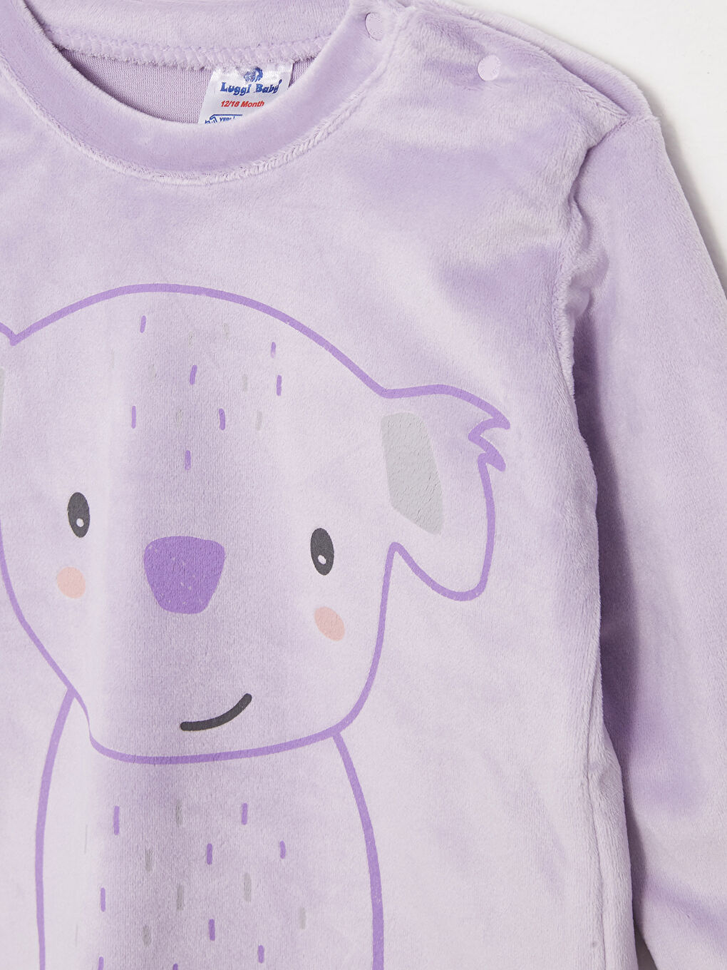 Lila Kadife Desenli Kız Bebek Takım-3