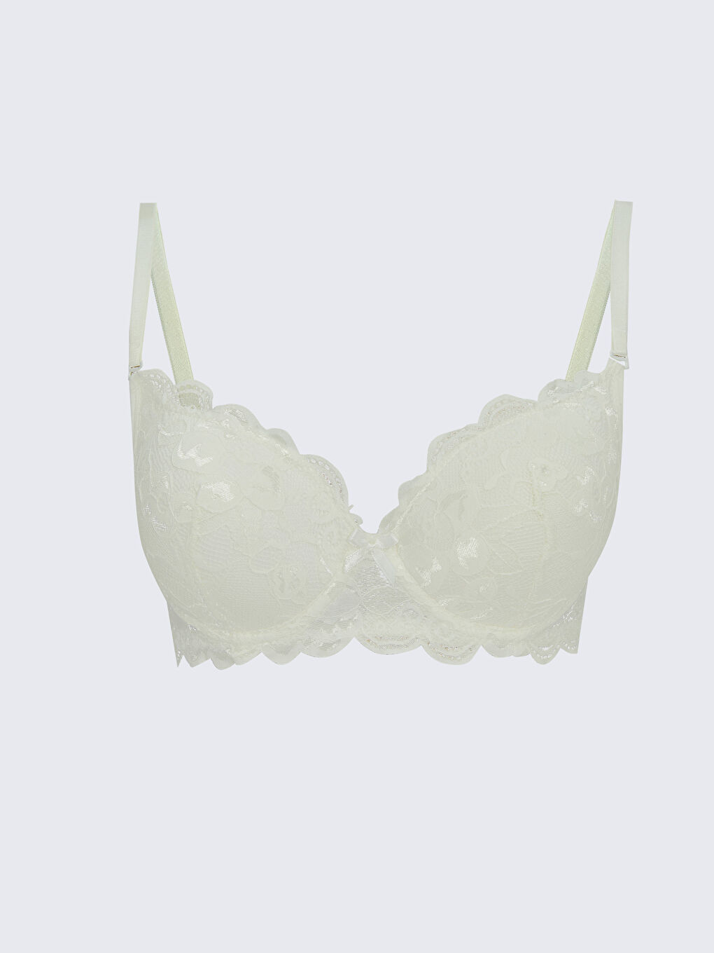 Ekru Dolgusuz Dantelli Sütyen