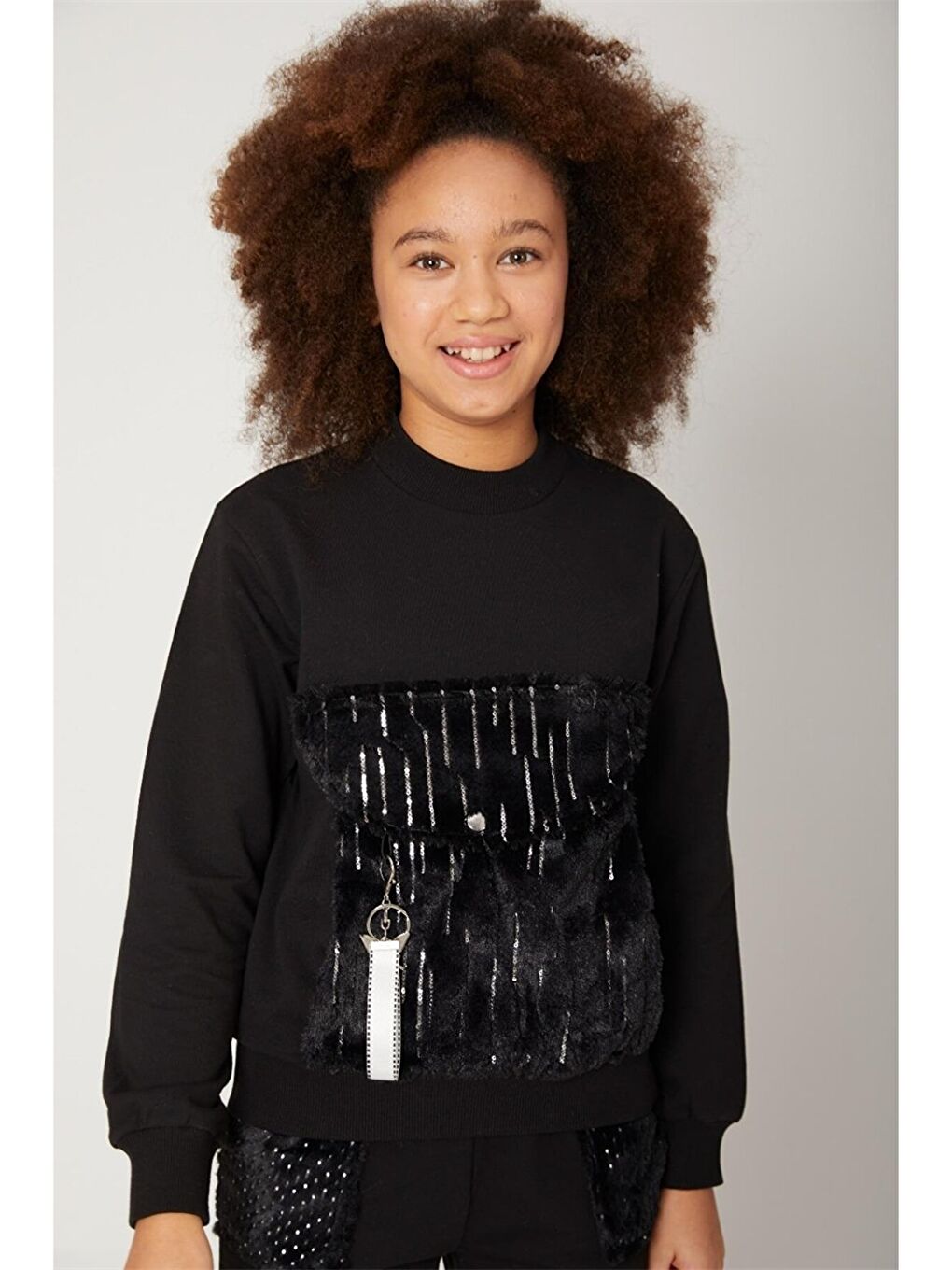 Crew Neck Sequin Long Sleeve Girl Sweatshirt