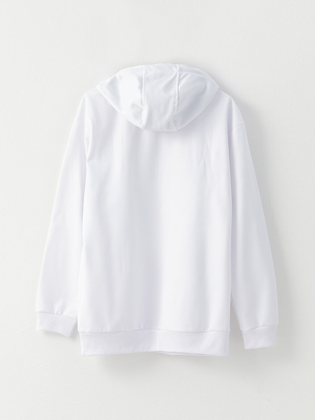 Beyaz Uzun Kollu Erkek Spor Hoodie-6