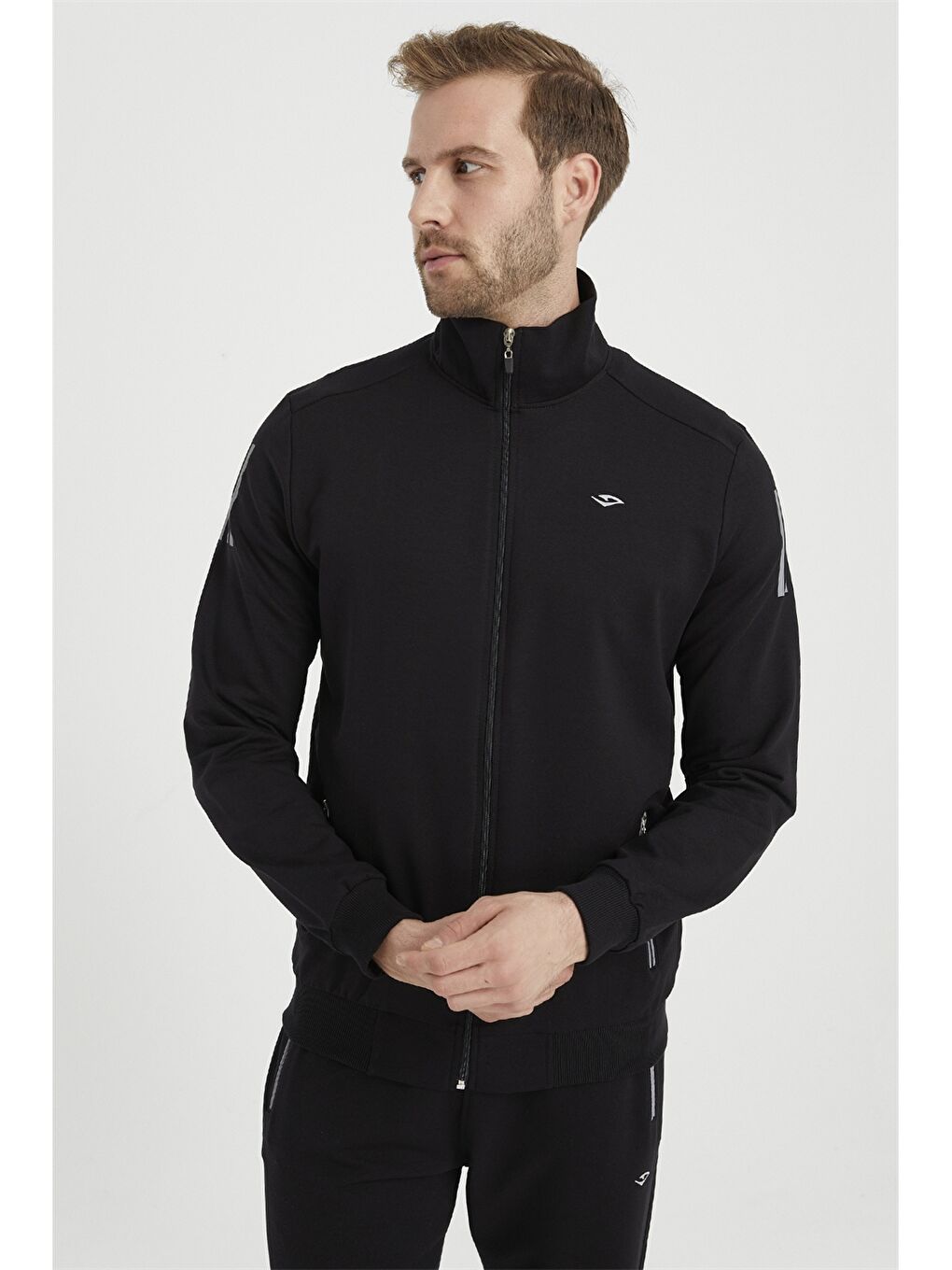 Siyah Standart Kalıp Erkek Eşofman Takım-4