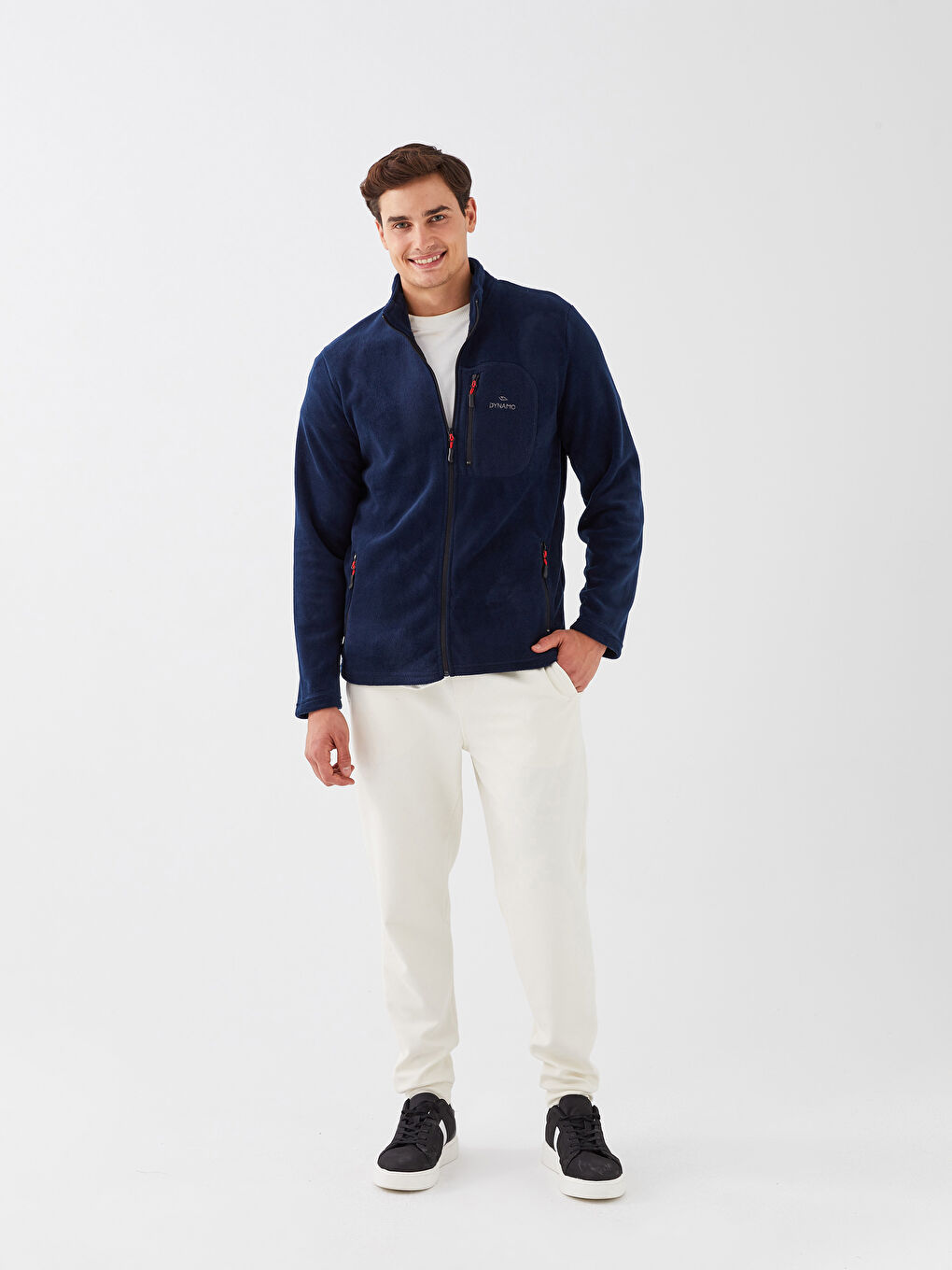 Lacivert Dik Yaka Uzun Kollu Erkek Polar Sweatshirt-2