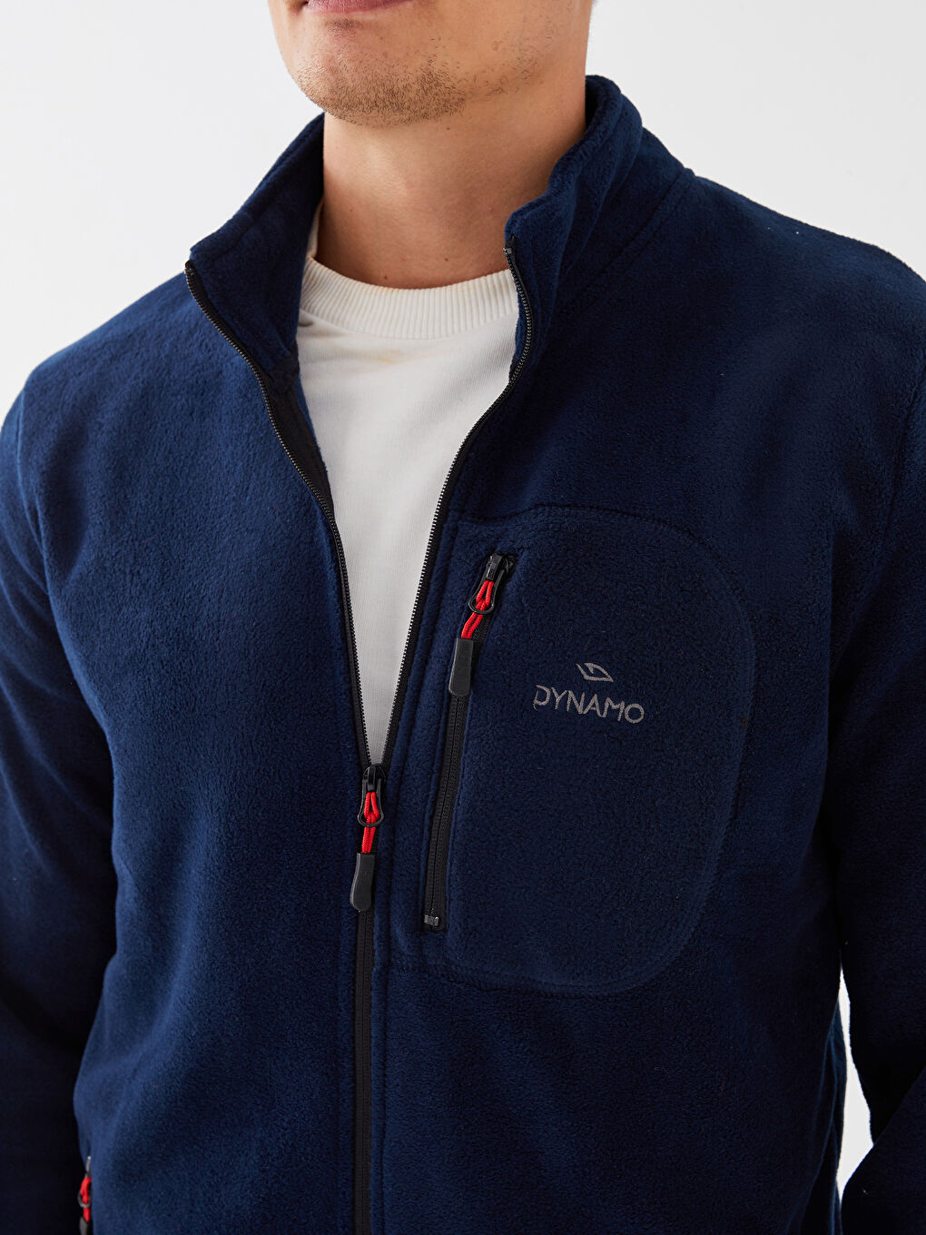 Lacivert Dik Yaka Uzun Kollu Erkek Polar Sweatshirt-3