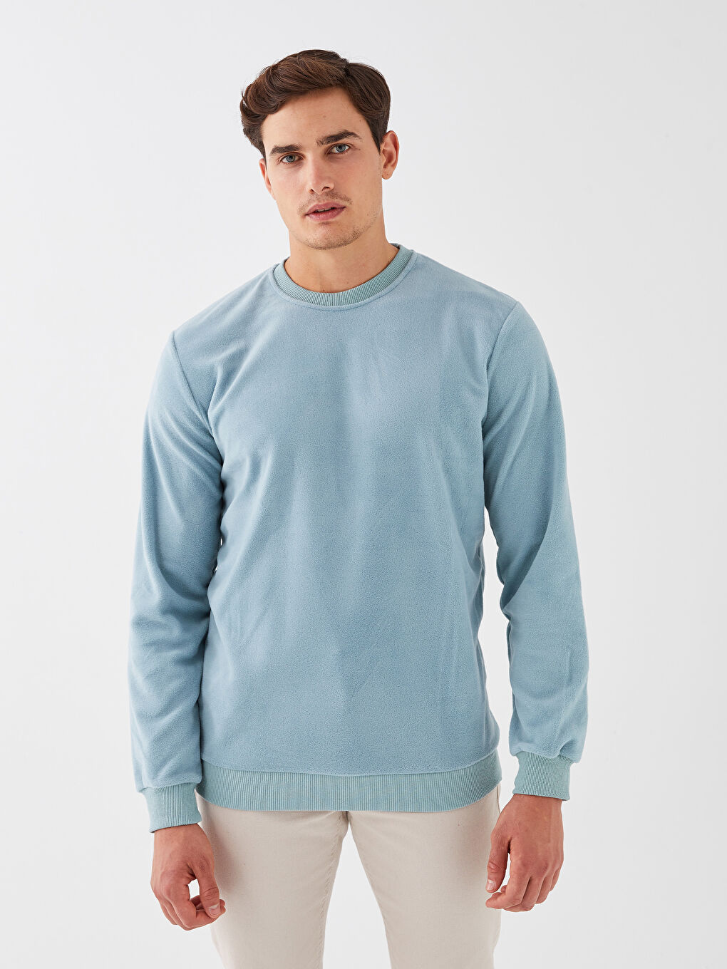 Crew Neck Long Sleeve Fleece Men's Sweatshirt