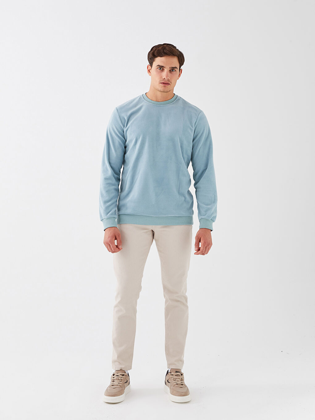 Crew Neck Long Sleeve Fleece Men's Sweatshirt-1