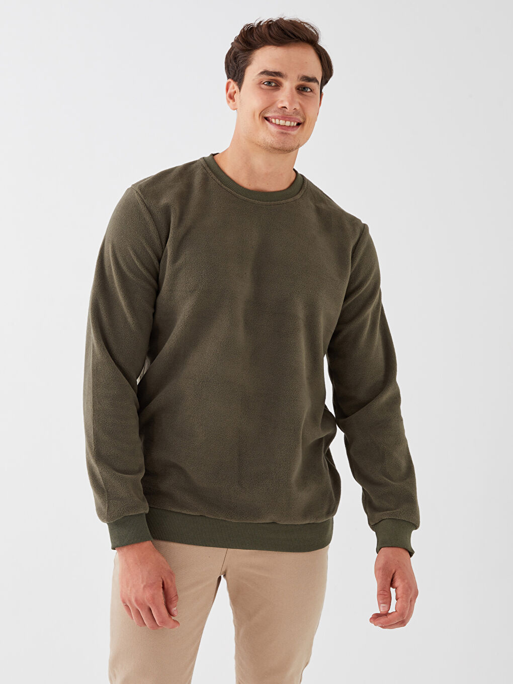 Свитшот Мужской с Круглым Вырезом и Длинным Рукавом из Флиса