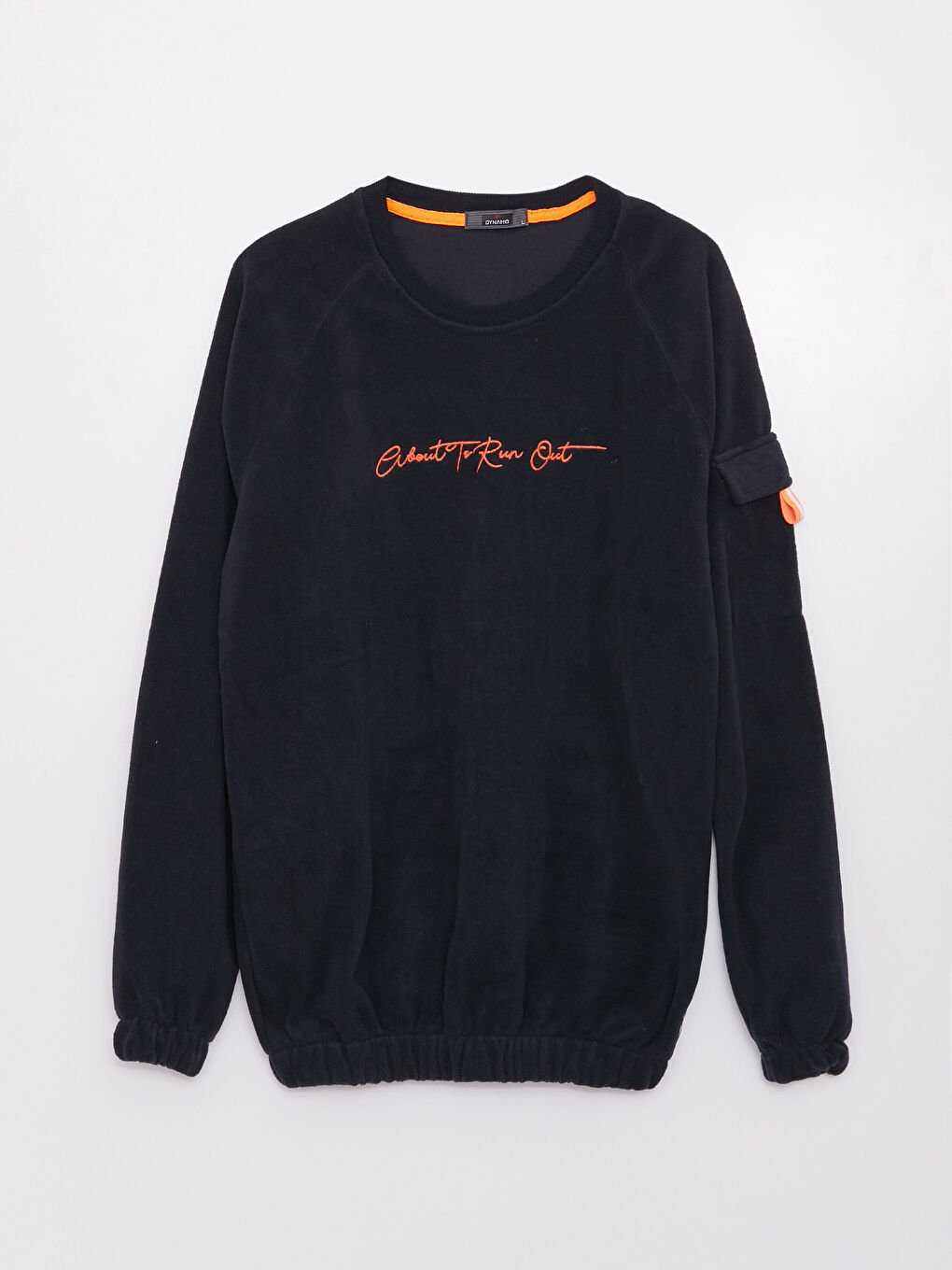 Lacivert Bisiklet Yaka Uzun Kollu Nakışlı Polar Erkek Sweatshirt