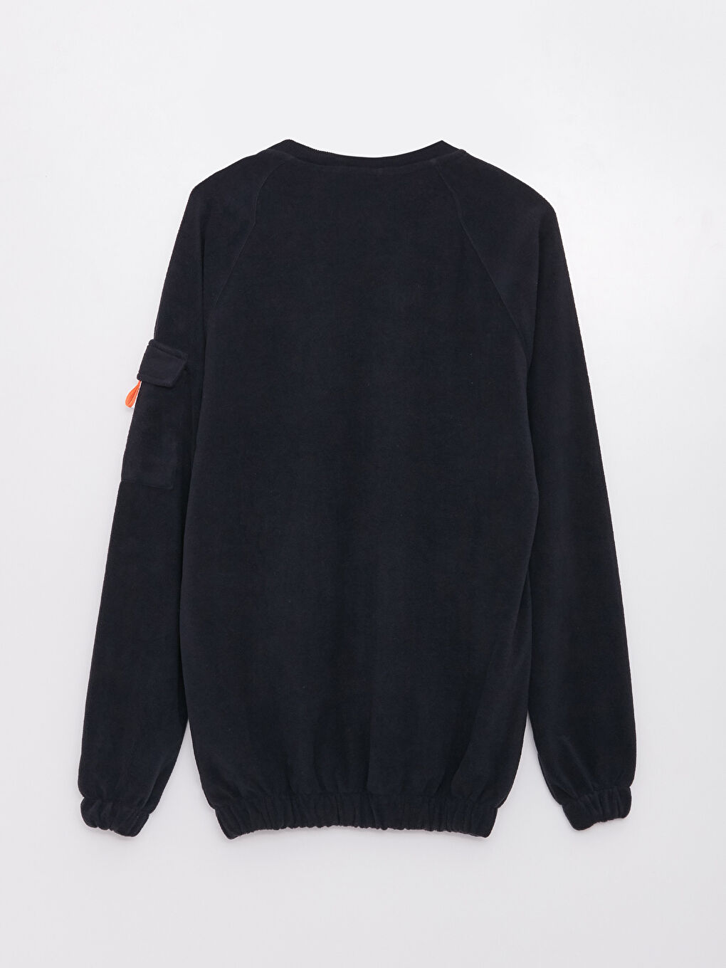 Lacivert Bisiklet Yaka Uzun Kollu Nakışlı Polar Erkek Sweatshirt-1