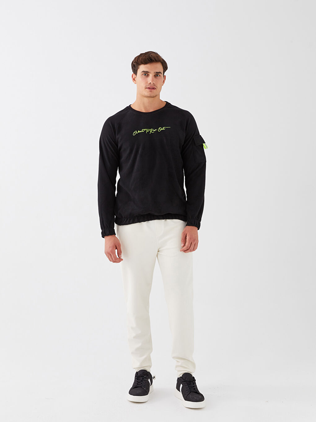 Свитшот Мужской Флисовый Вышитый С Длинным Рукавом И Круглым Вырезом-3