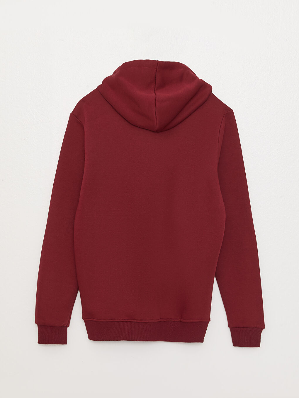 Bordo Kapüşonlu Uzun Kollu Fermuarlı Erkek Spor Hırka-1