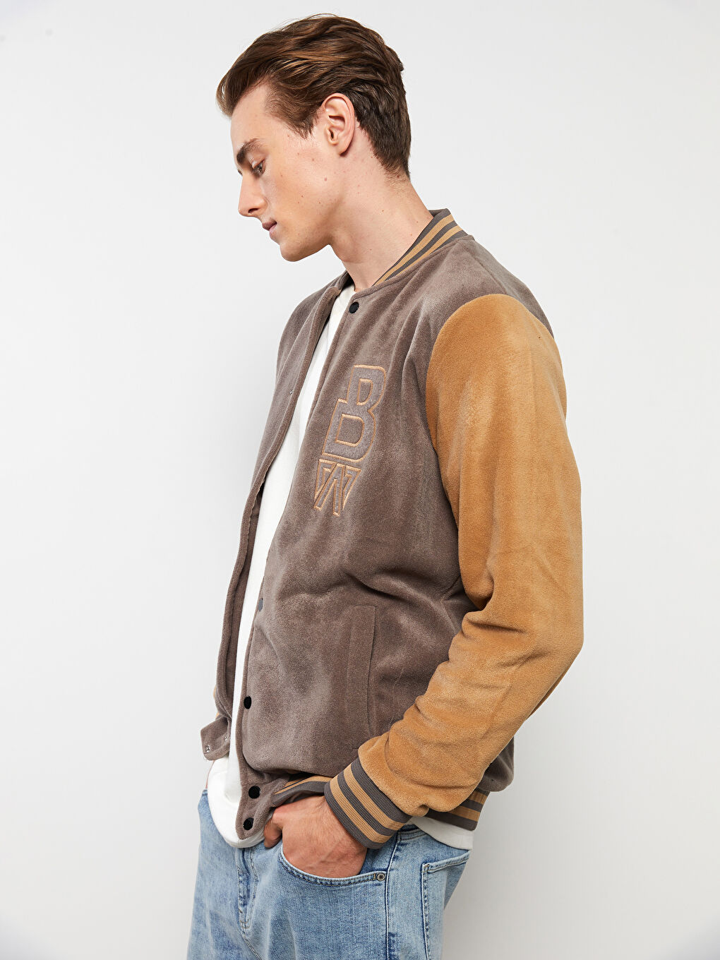 Standard Fit Long Sleeve Men's College Jacket-2