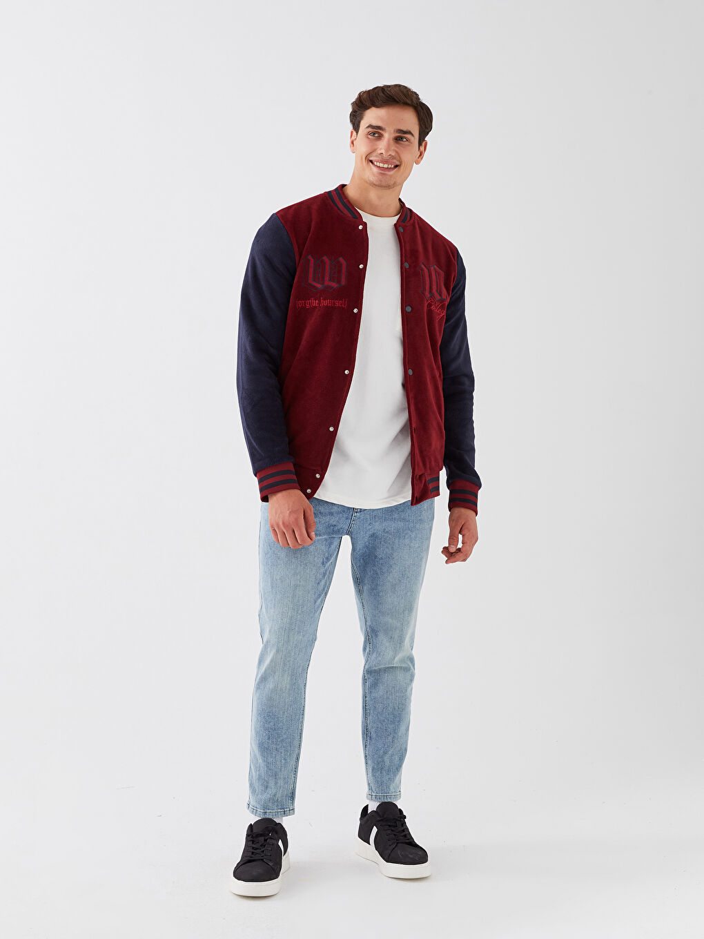 Standard Fit Long Sleeve Men's College Jacket-3