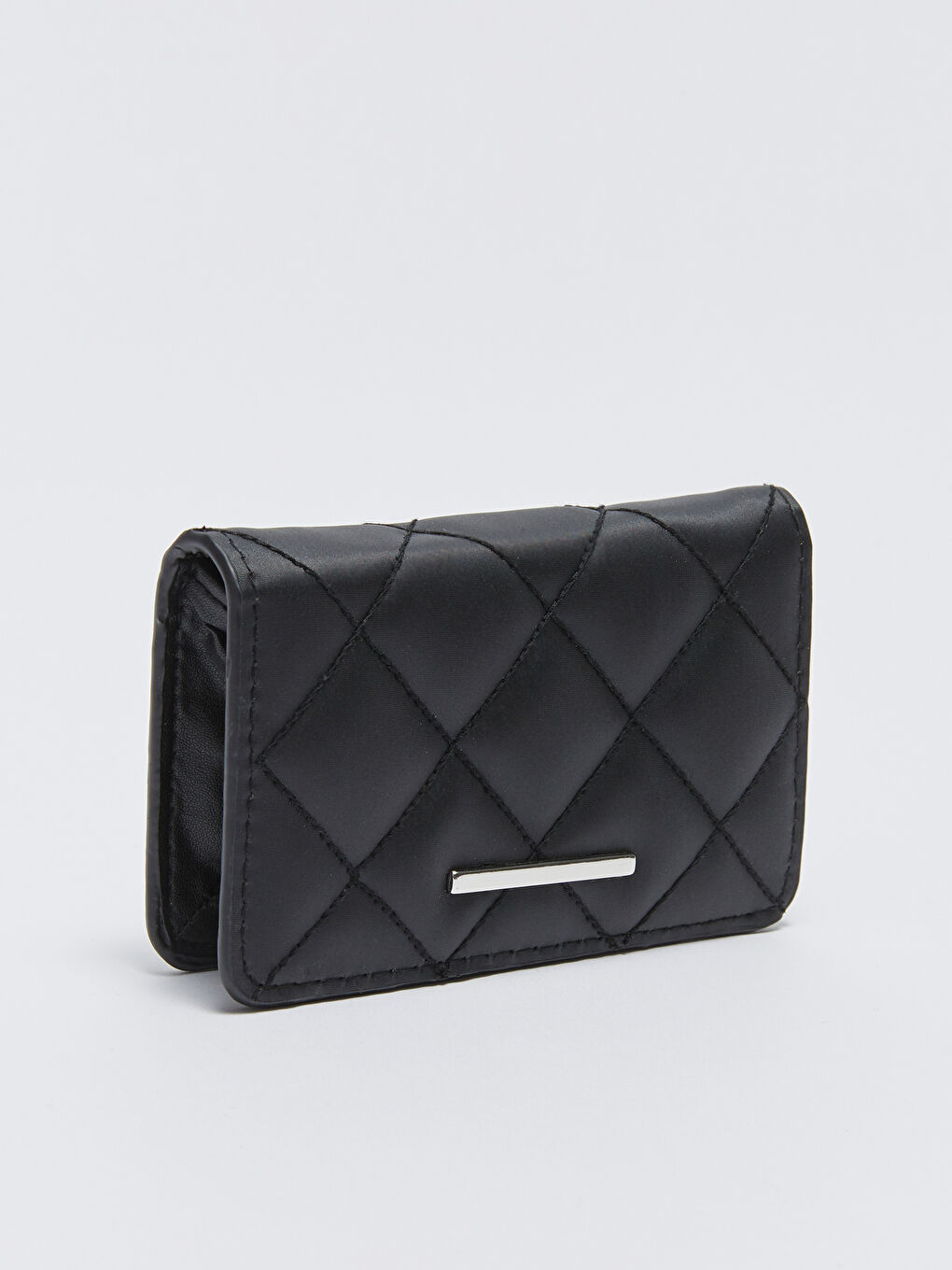 Siyah Paraşüt Kumaş Kapitoneli Kadın Cüzdan-1