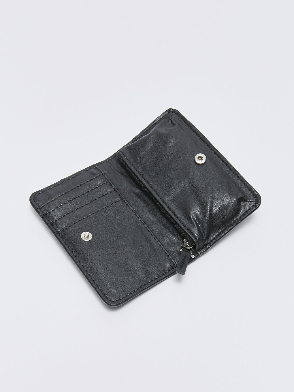 Siyah Paraşüt Kumaş Kapitoneli Kadın Cüzdan-3