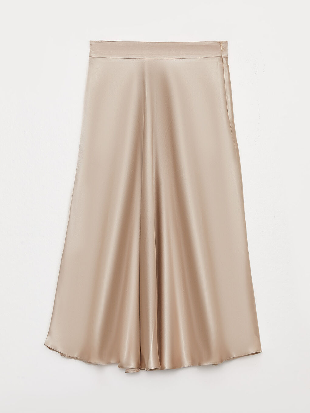 Waist Zippered Regular A-Cut Satin Women's Skirt-6