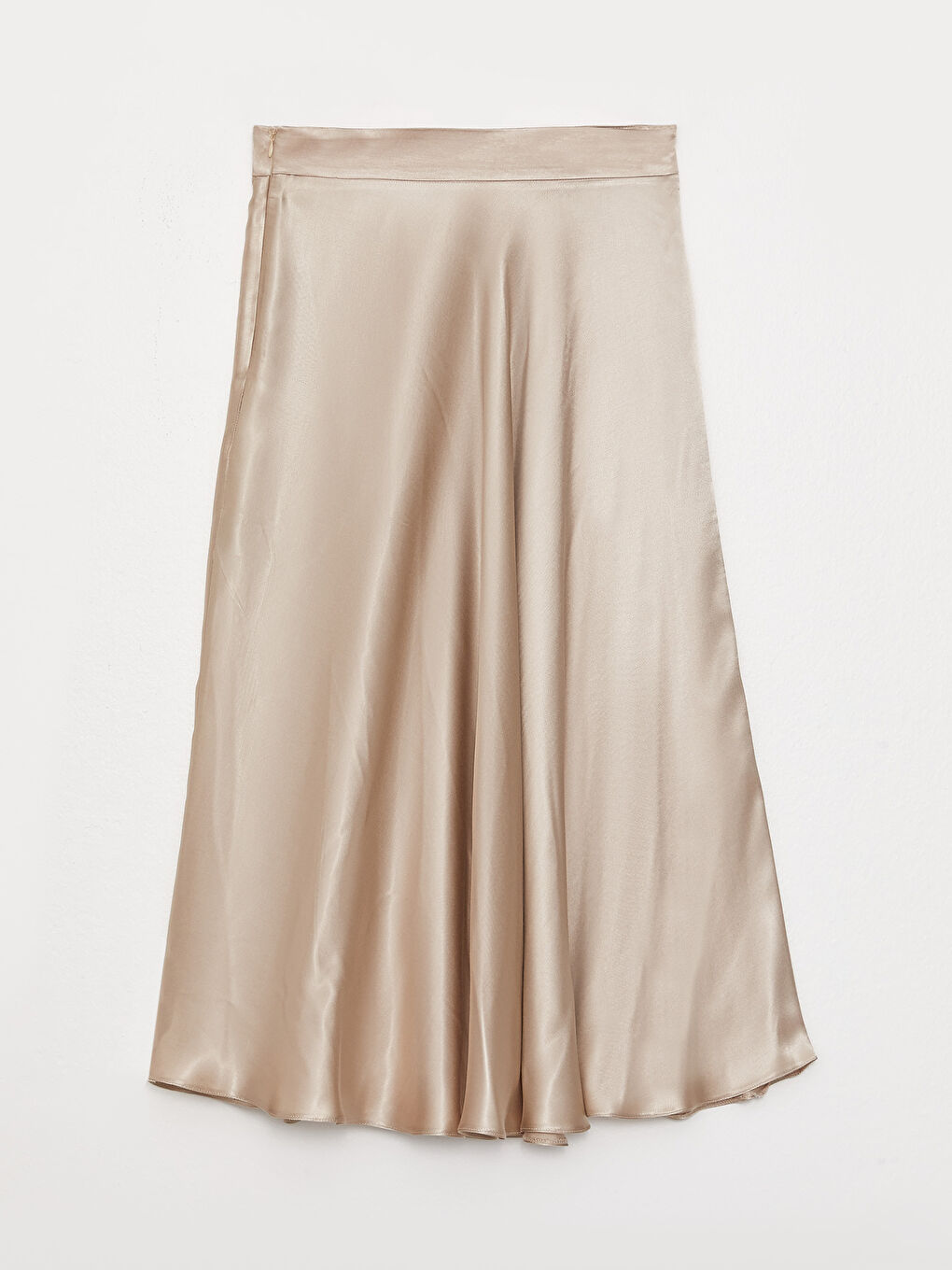 Waist Zippered Regular A-Cut Satin Women's Skirt-7