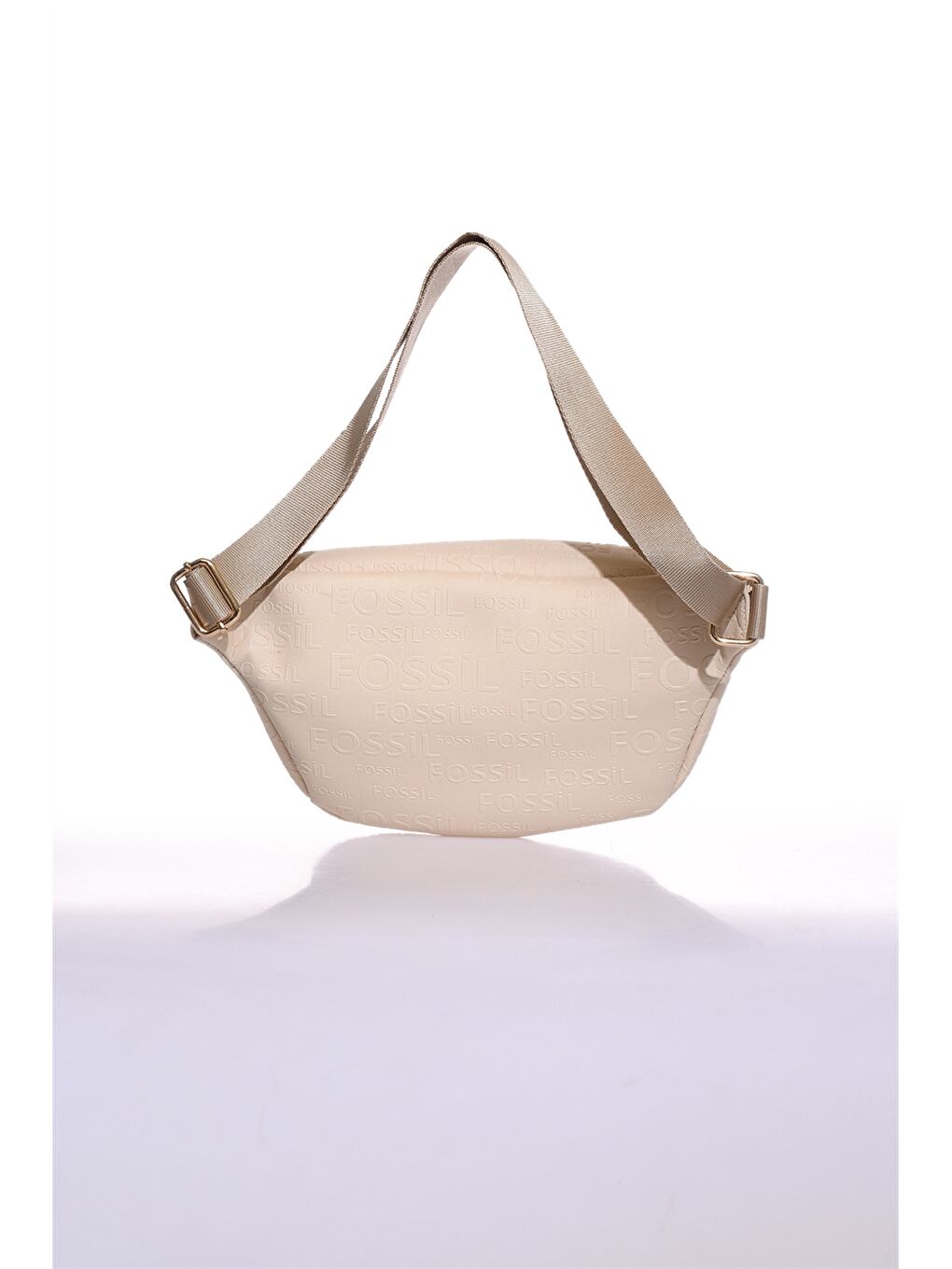 Bej Deri Görünümlü Desenli Kadın Bel Çantası-2