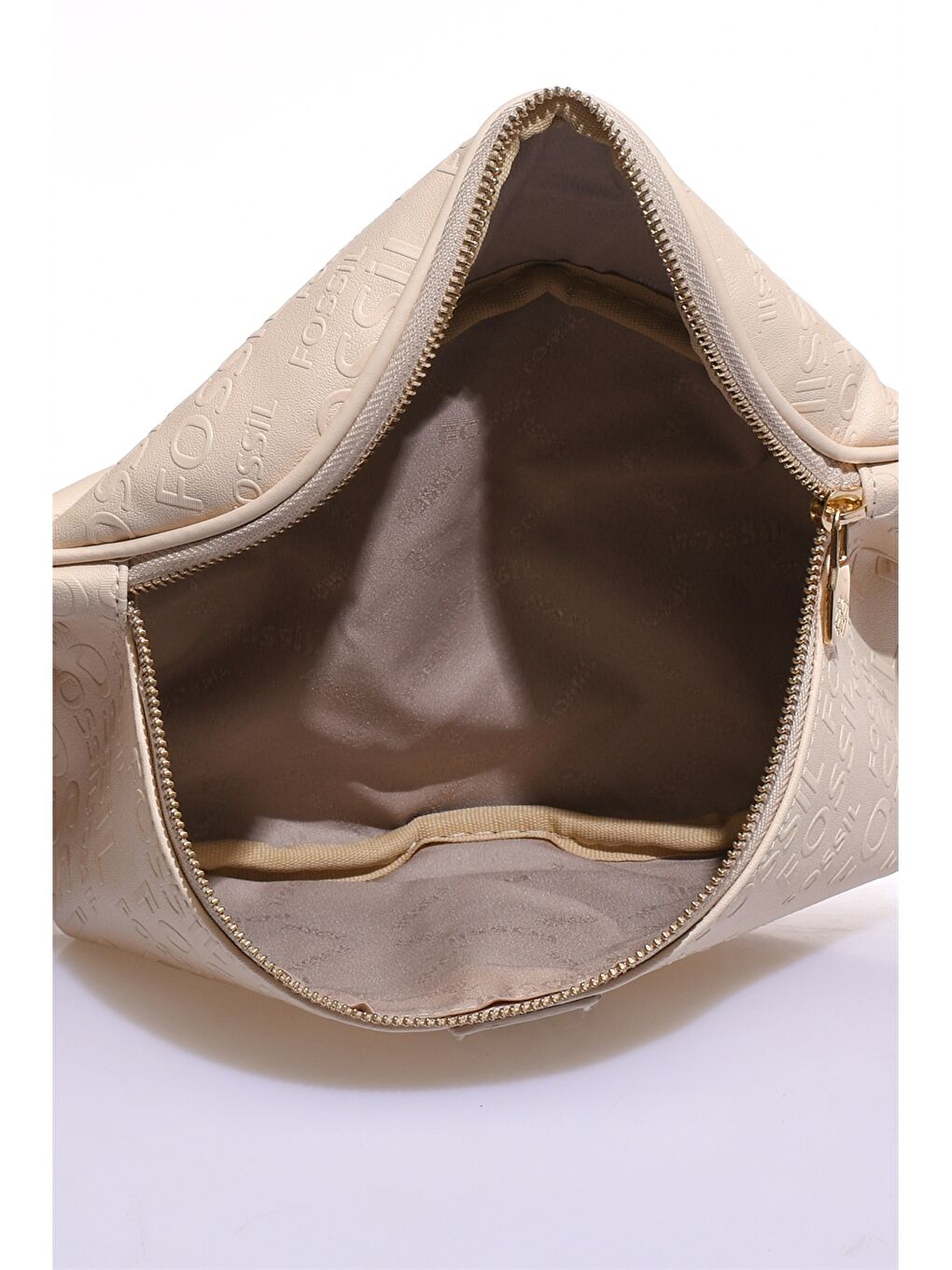 Bej Deri Görünümlü Desenli Kadın Bel Çantası-3