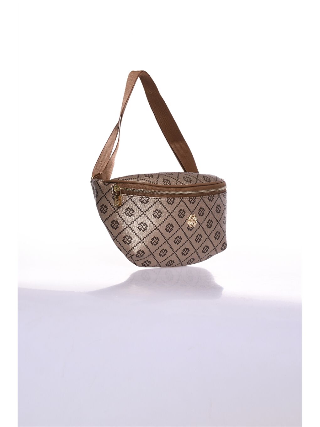 Sarı Deri Görünümlü Desenli Kadın Bel Çantası-1