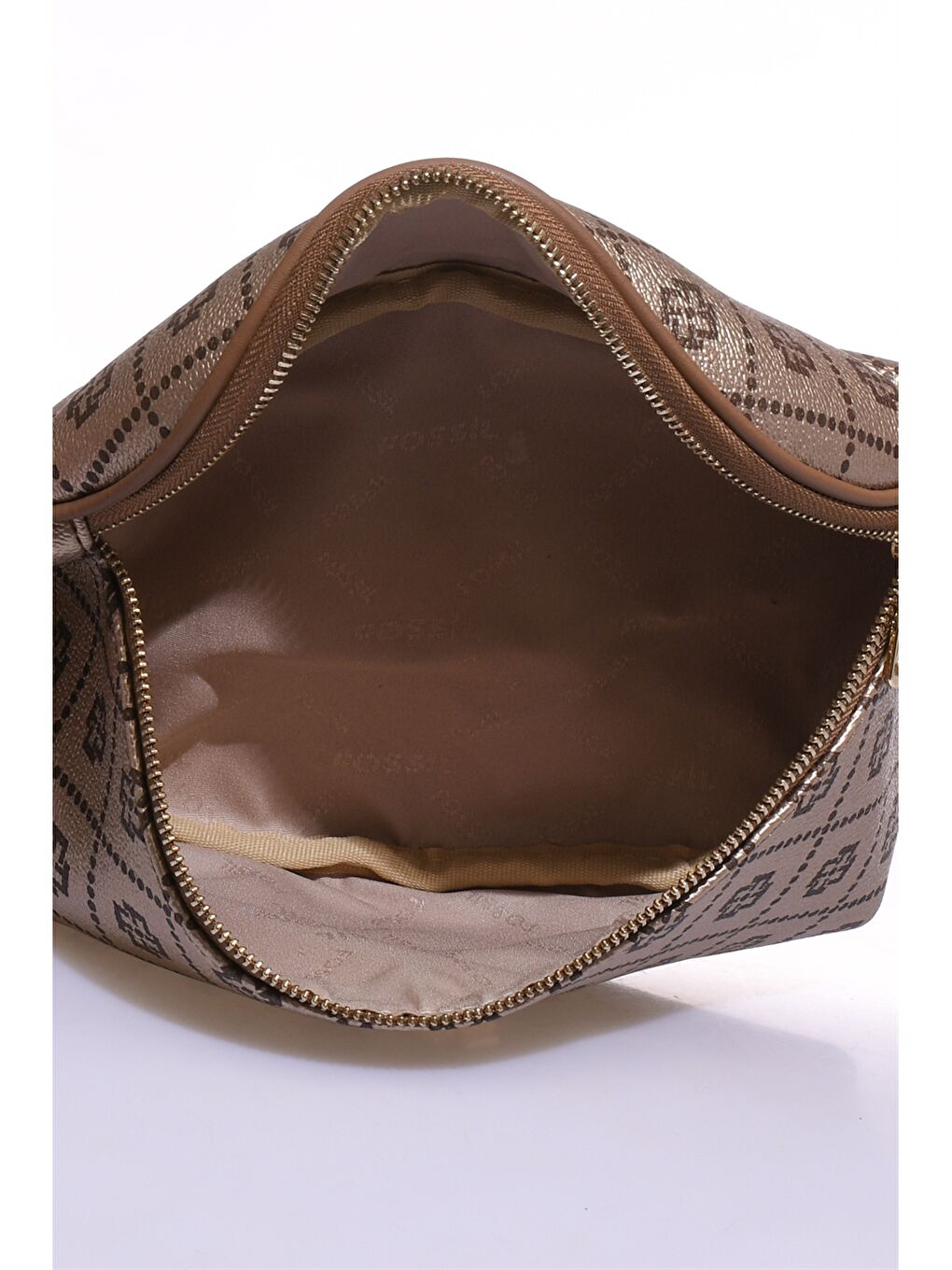 Sarı Deri Görünümlü Desenli Kadın Bel Çantası-3