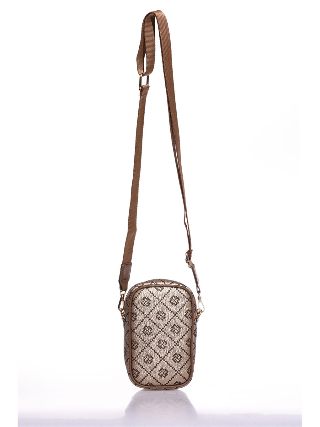 Sarı Deri Görünümlü Desenli Kadın Çapraz Çanta-2