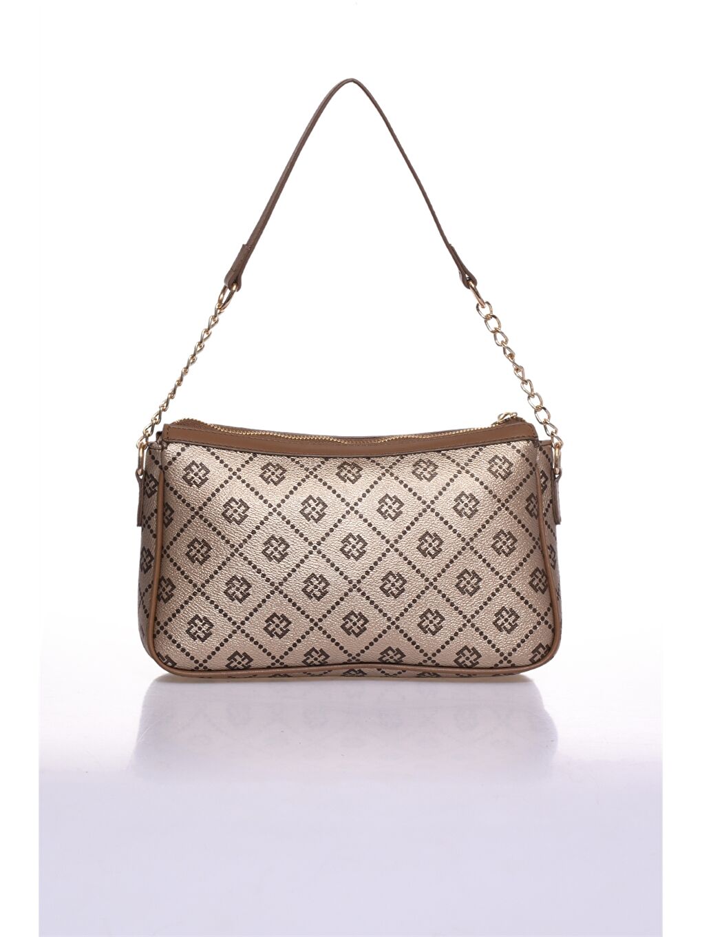 Sarı Deri Görünümlü Desenli Kadın Omuz Çantası-2