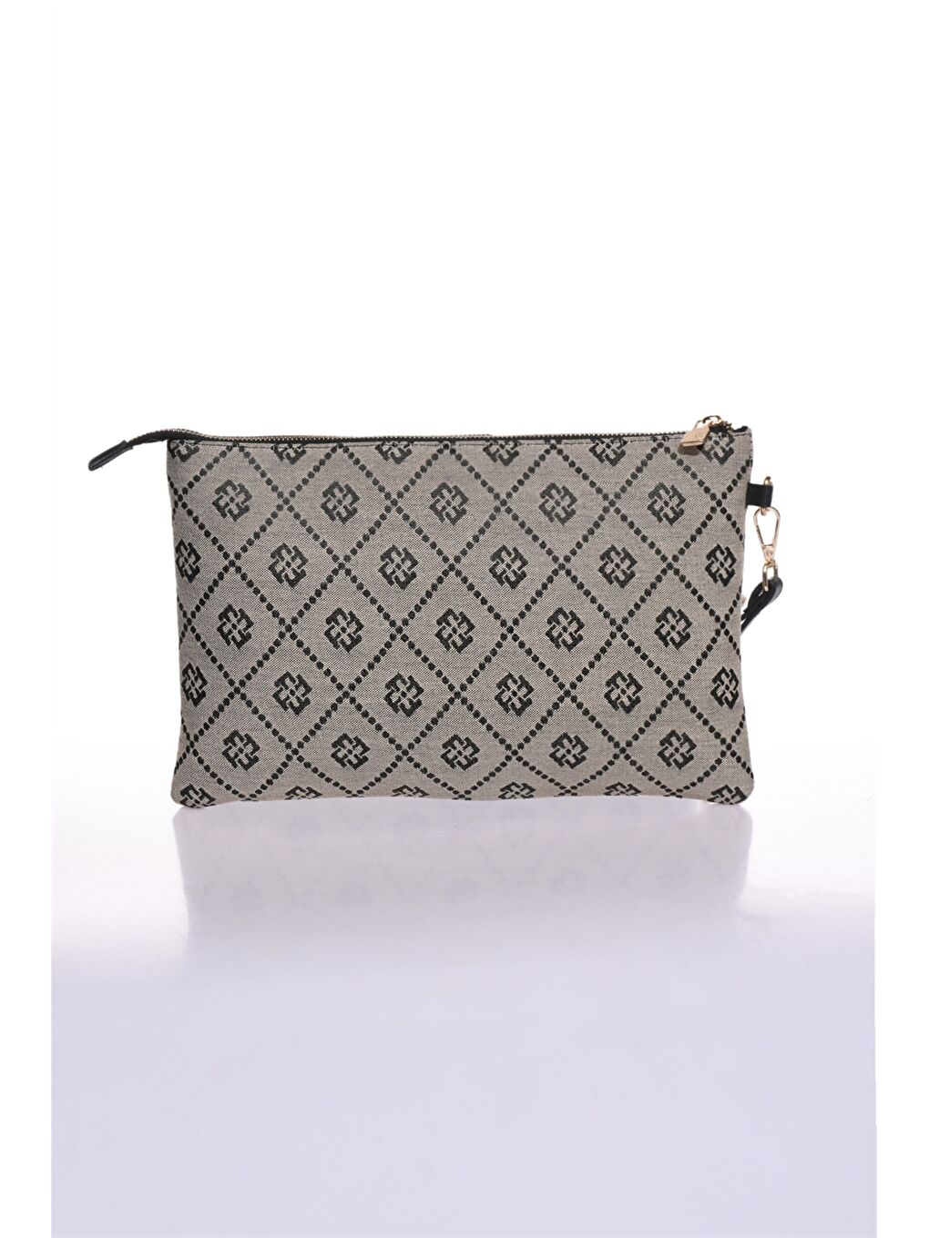 Bej Deri Görünümlü Desenli Kadın Portföy Çantası-2