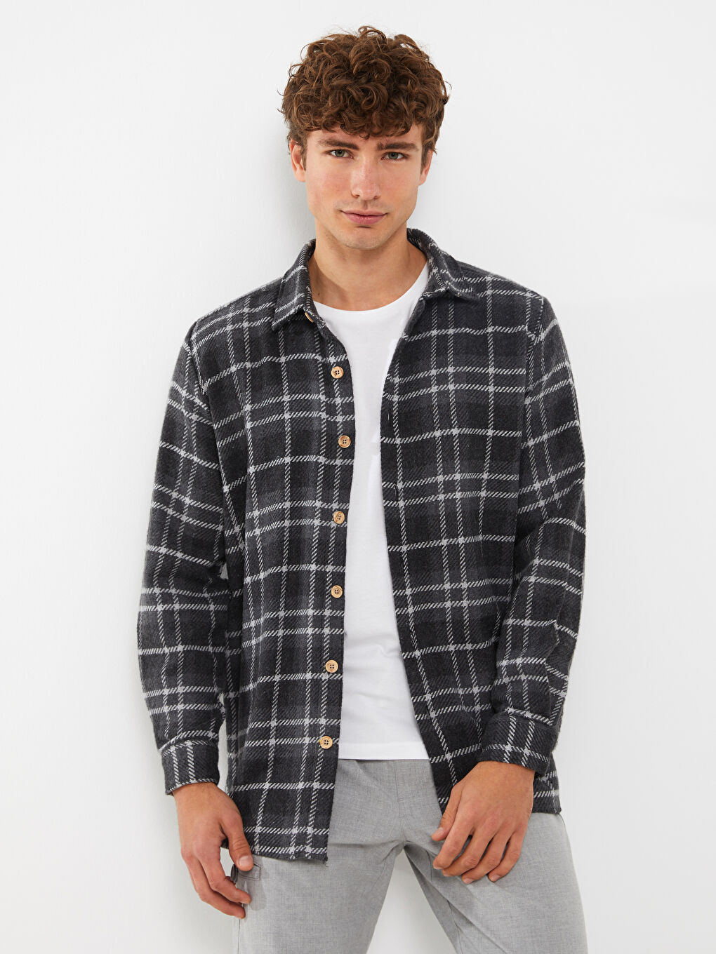 LCW ECO Regular Fit Long Sleeve Plaid Men's Flannel Shirt -W2JA34Z8-LML
