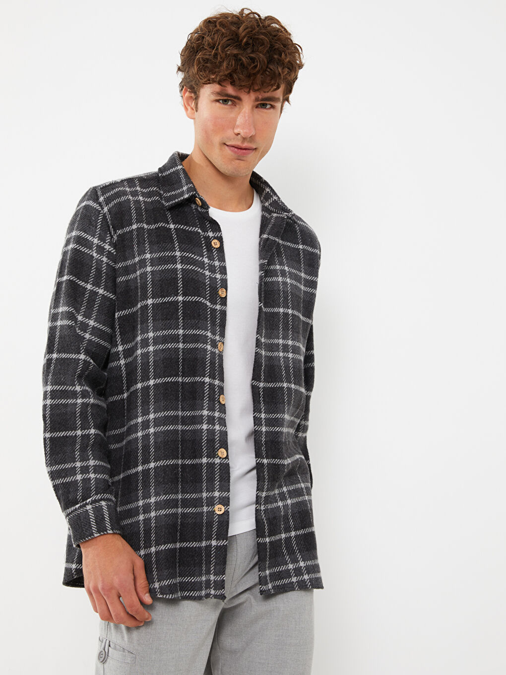 LCW ECO Regular Fit Long Sleeve Plaid Men's Flannel Shirt -W2JA34Z8-LML