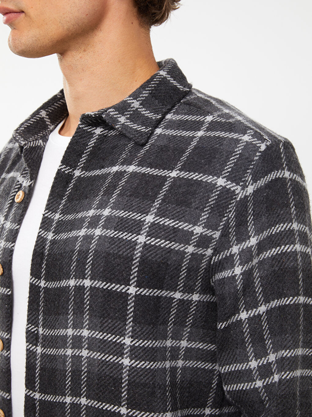 LCW ECO Regular Fit Long Sleeve Plaid Men's Flannel Shirt -W2JA34Z8-LML