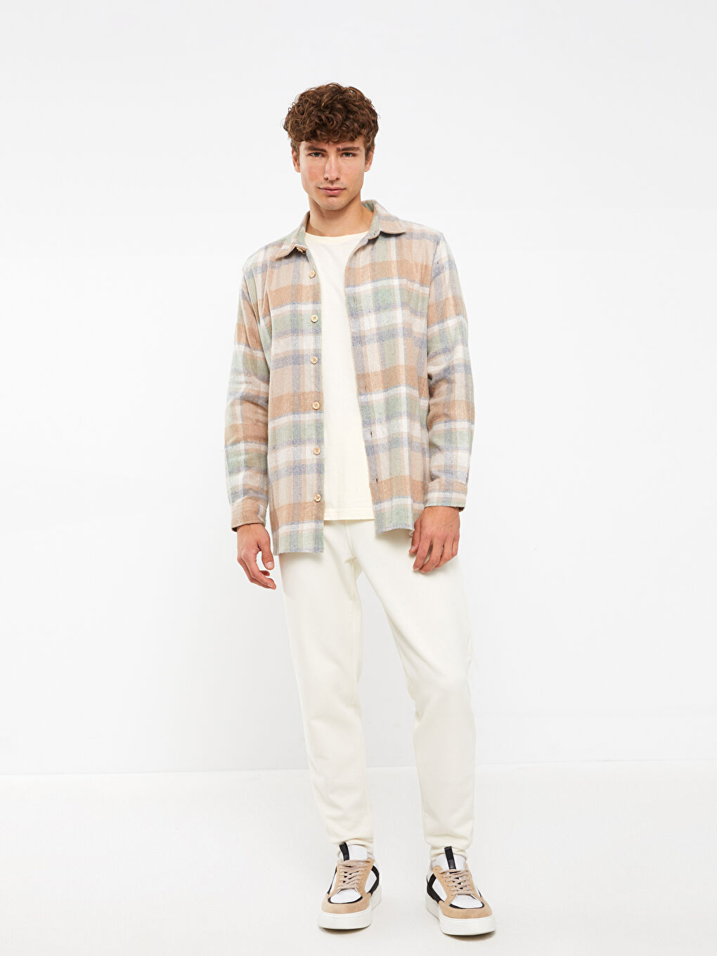 Kahverengi Regular Fit Uzun Kollu Ekose Erkek Oduncu Gömlek-1