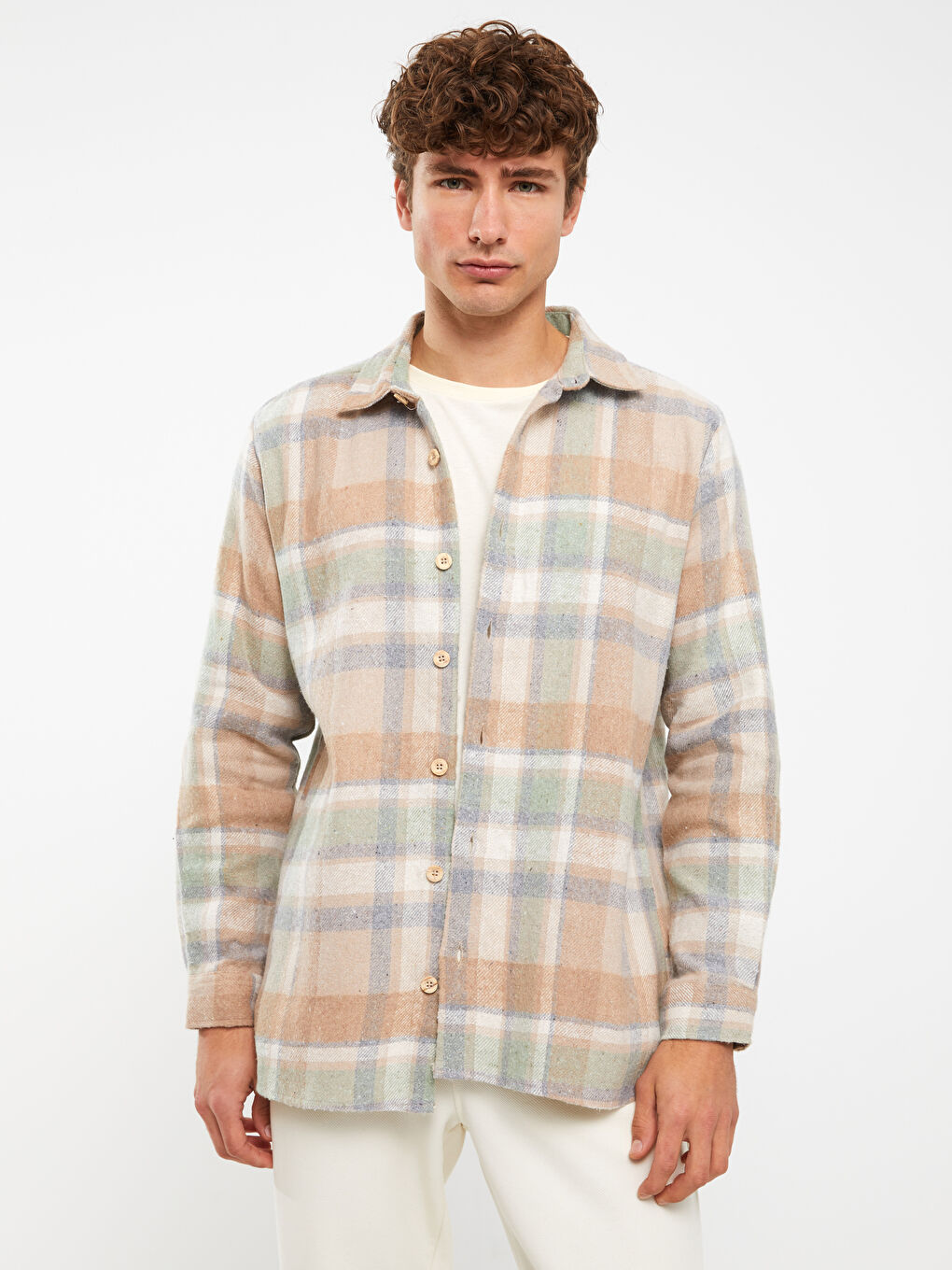 Kahverengi Regular Fit Uzun Kollu Ekose Erkek Oduncu Gömlek-2