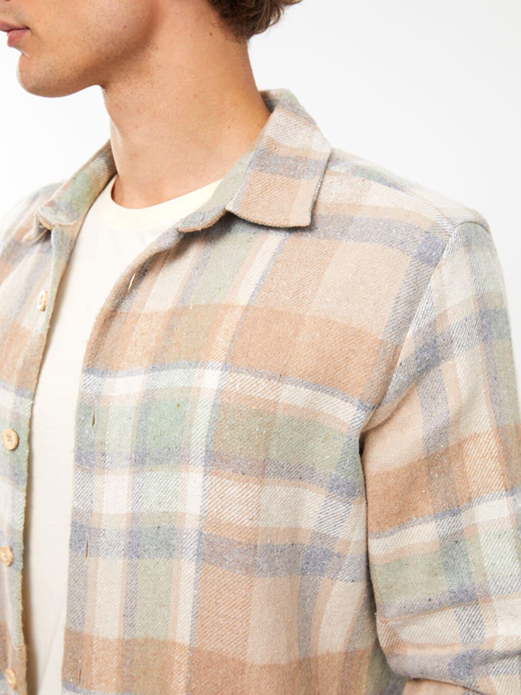 Kahverengi Regular Fit Uzun Kollu Ekose Erkek Oduncu Gömlek-3